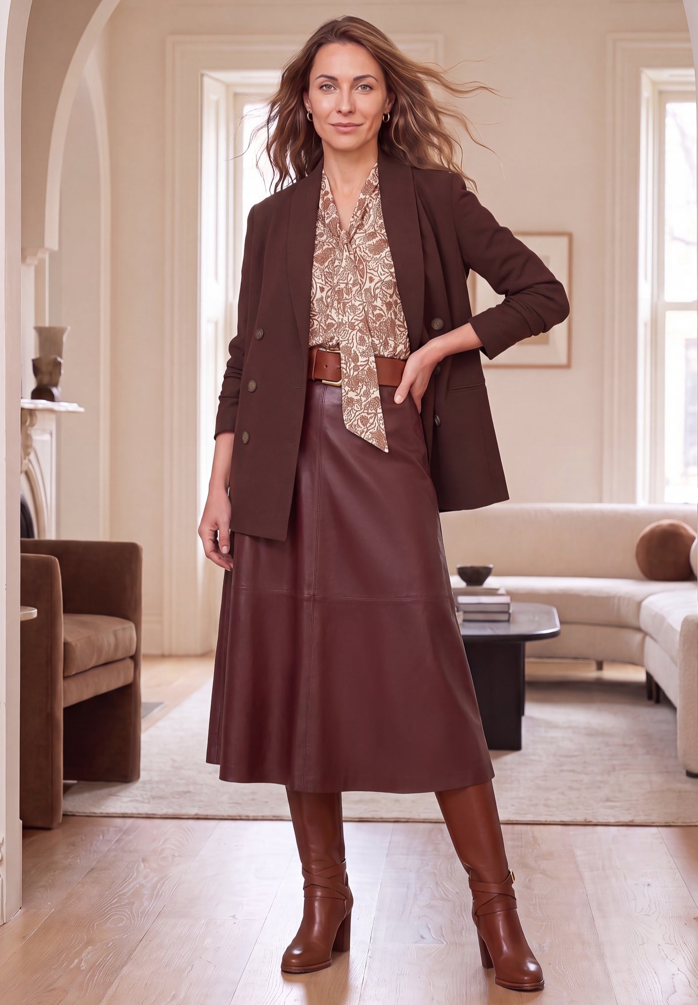 Faux Leather Midi Skirt image number 0