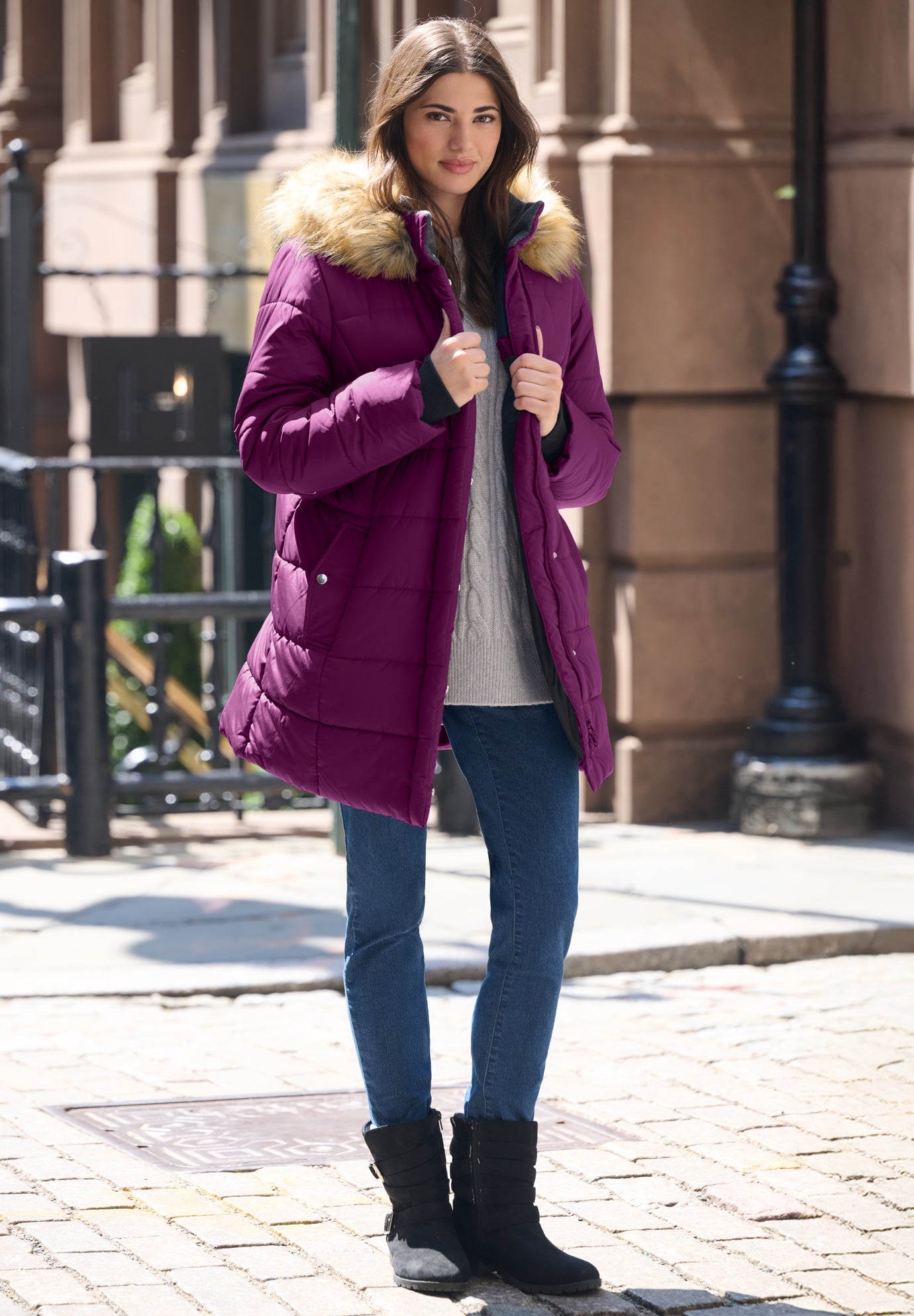 Plus Size Classic Length Puffer Coat image number 0