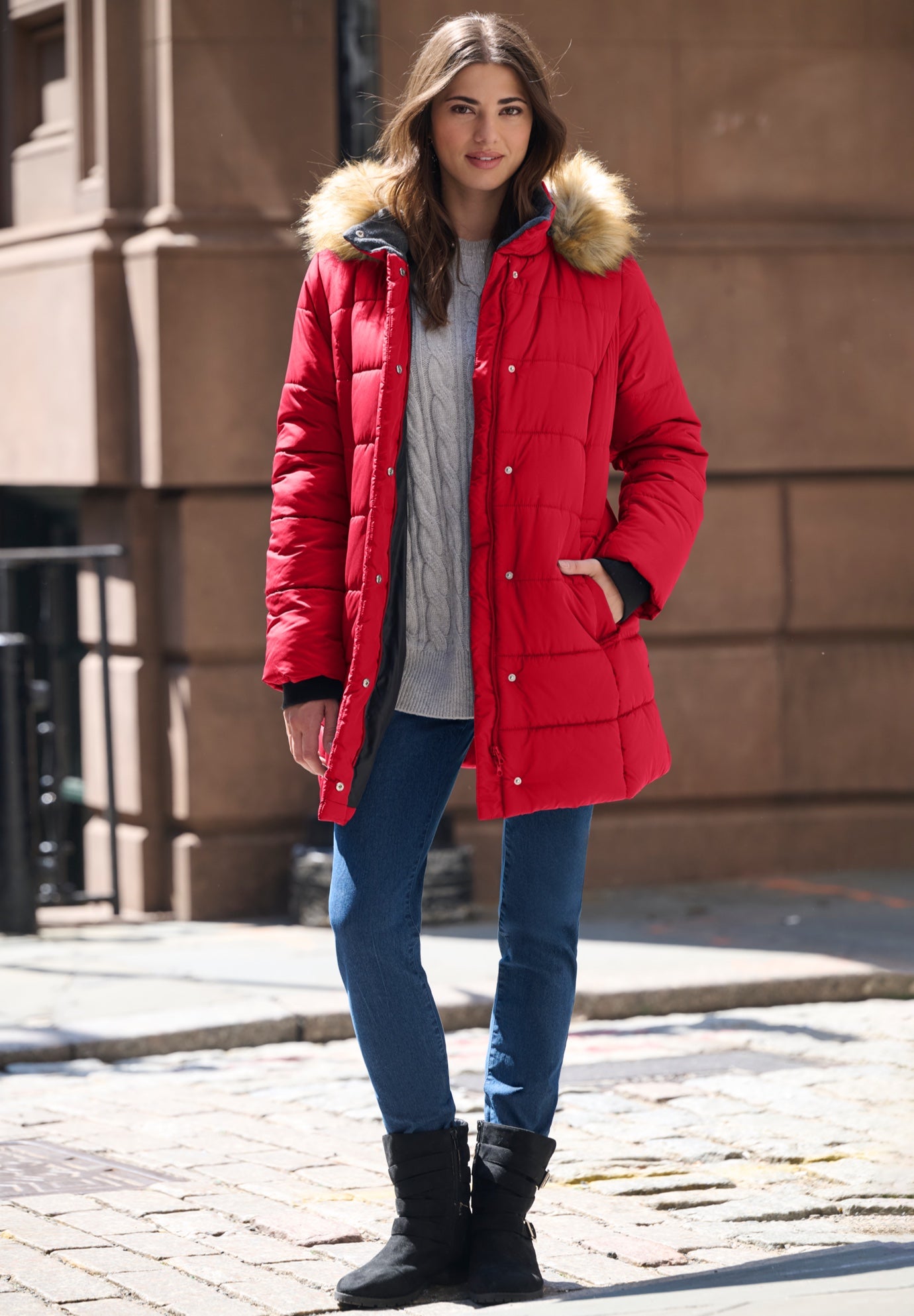 Plus Size Classic Length Puffer Coat image number 0