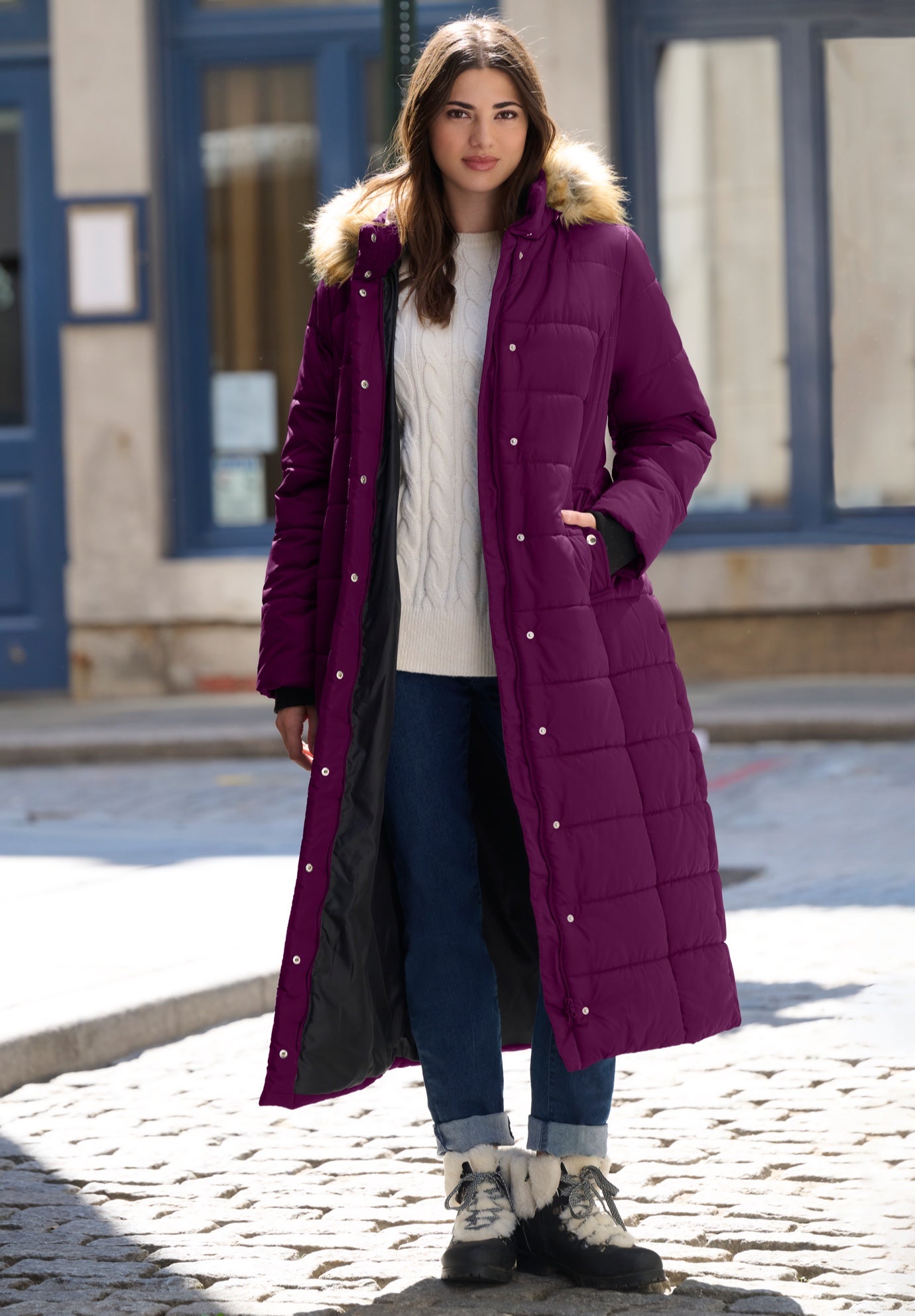 Plus Size Maxi Length Puffer Coat image number 0