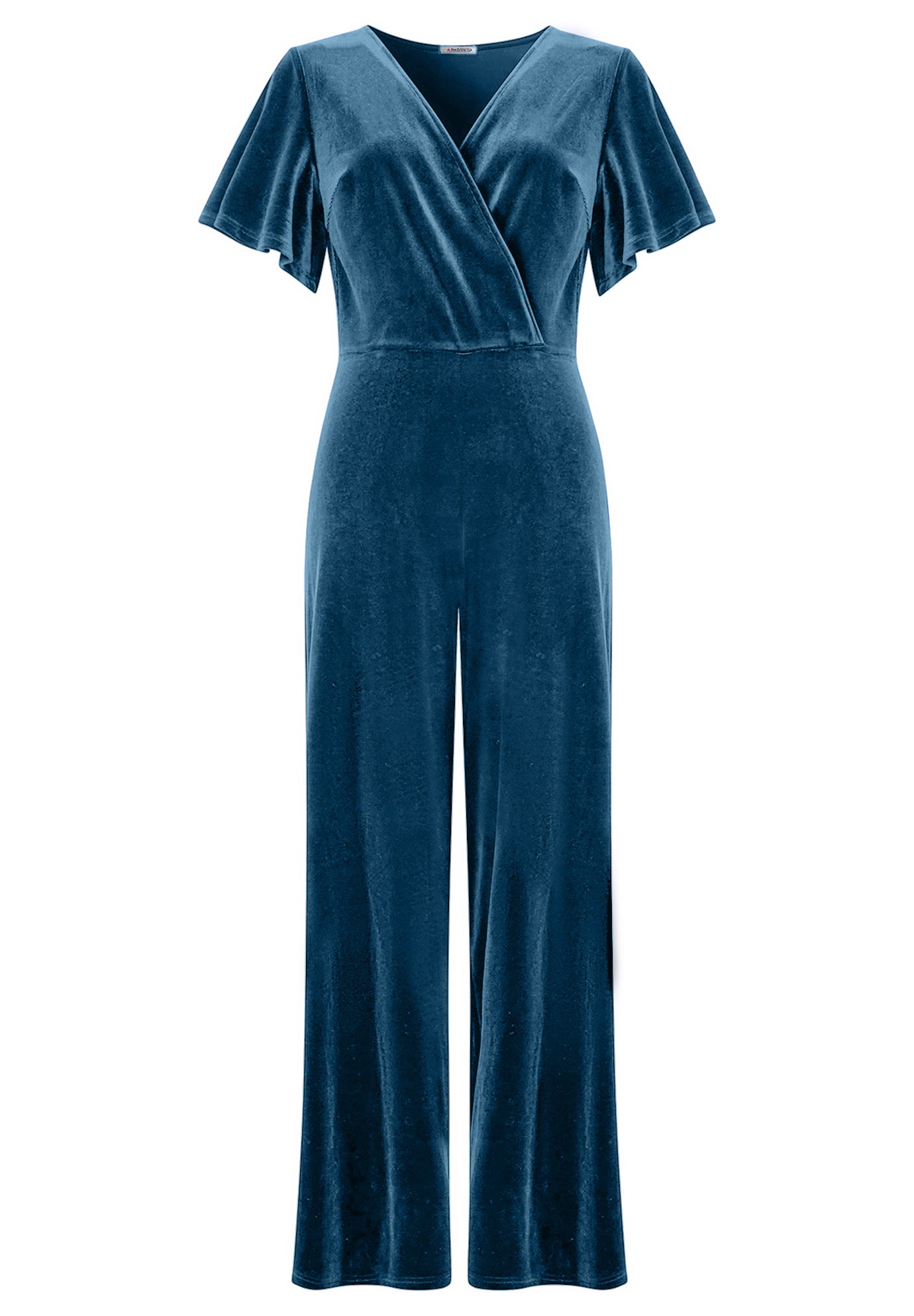 Flutter Sleeve Velvet Jumpsuit image number 1