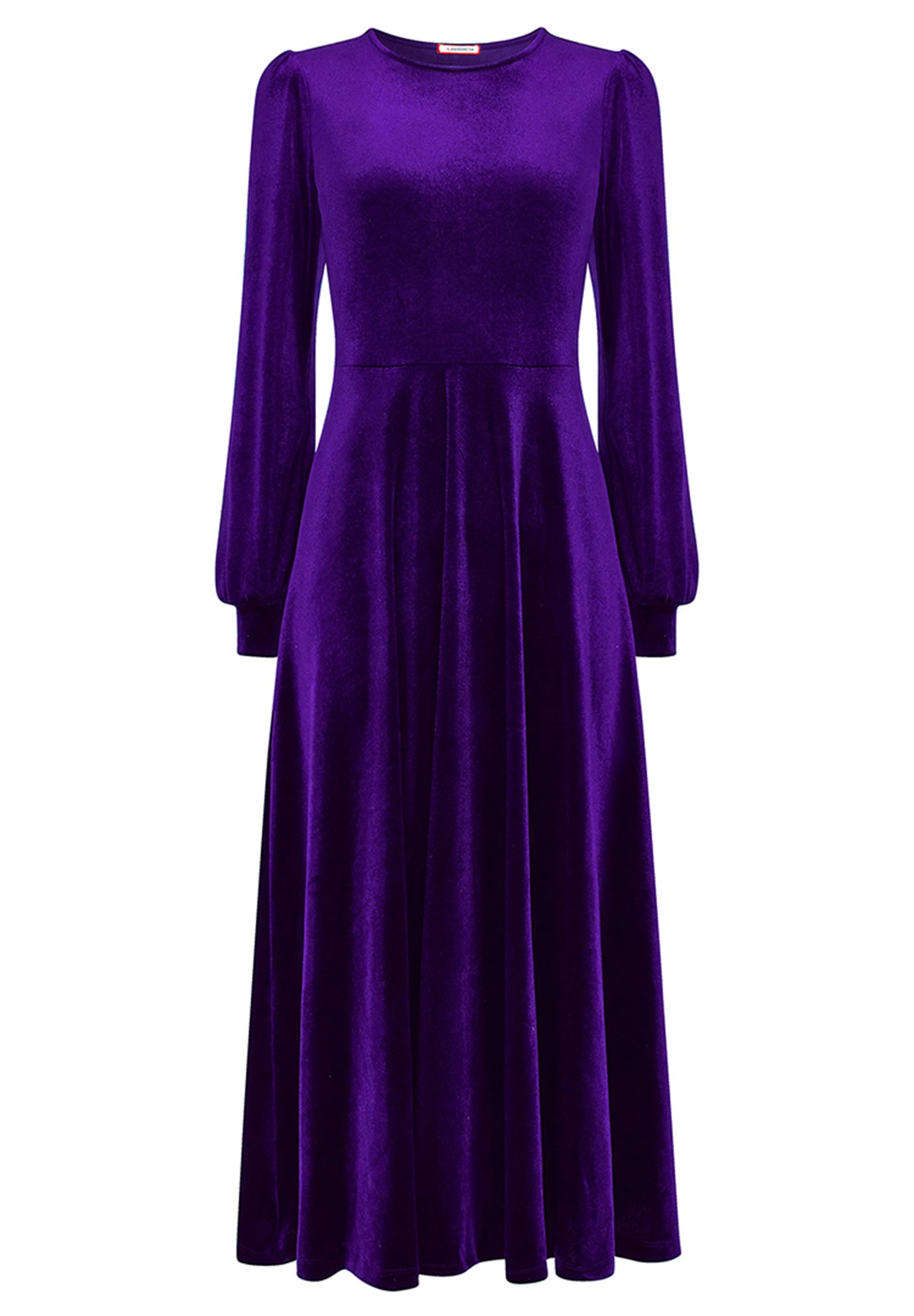 Crew Neck Velvet Midi Dress image number 1