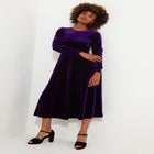 Crew Neck Velvet Midi Dress image number null