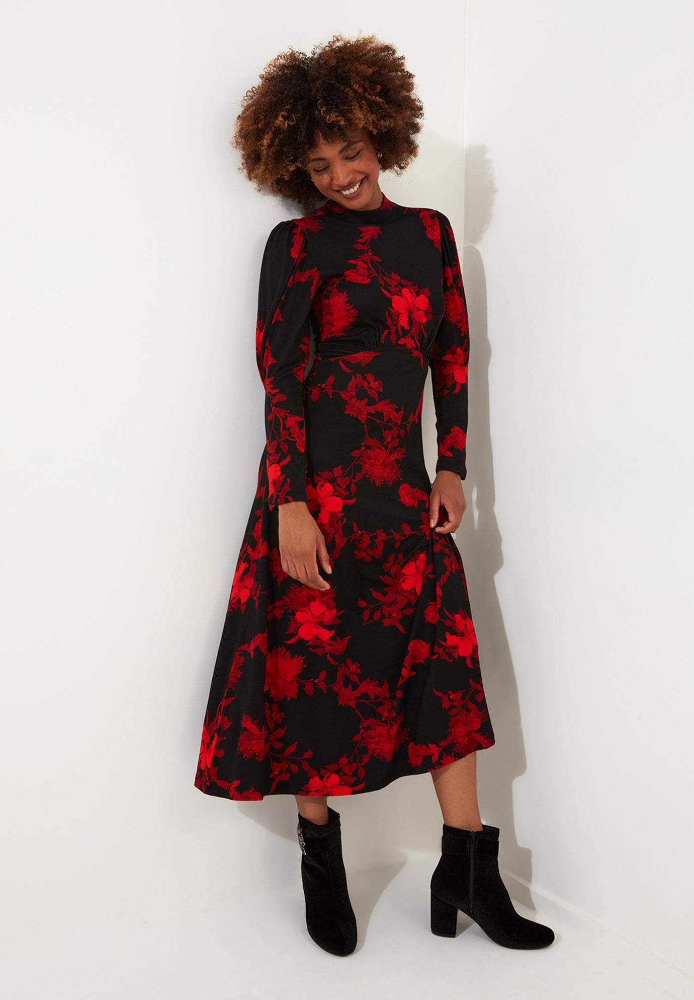 Stretch Knit Mockneck Maxi Dress image number 3