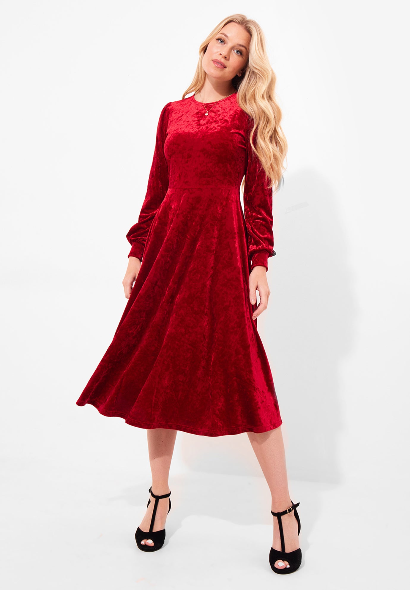 Crushed Velvet Midi Dress image number 0