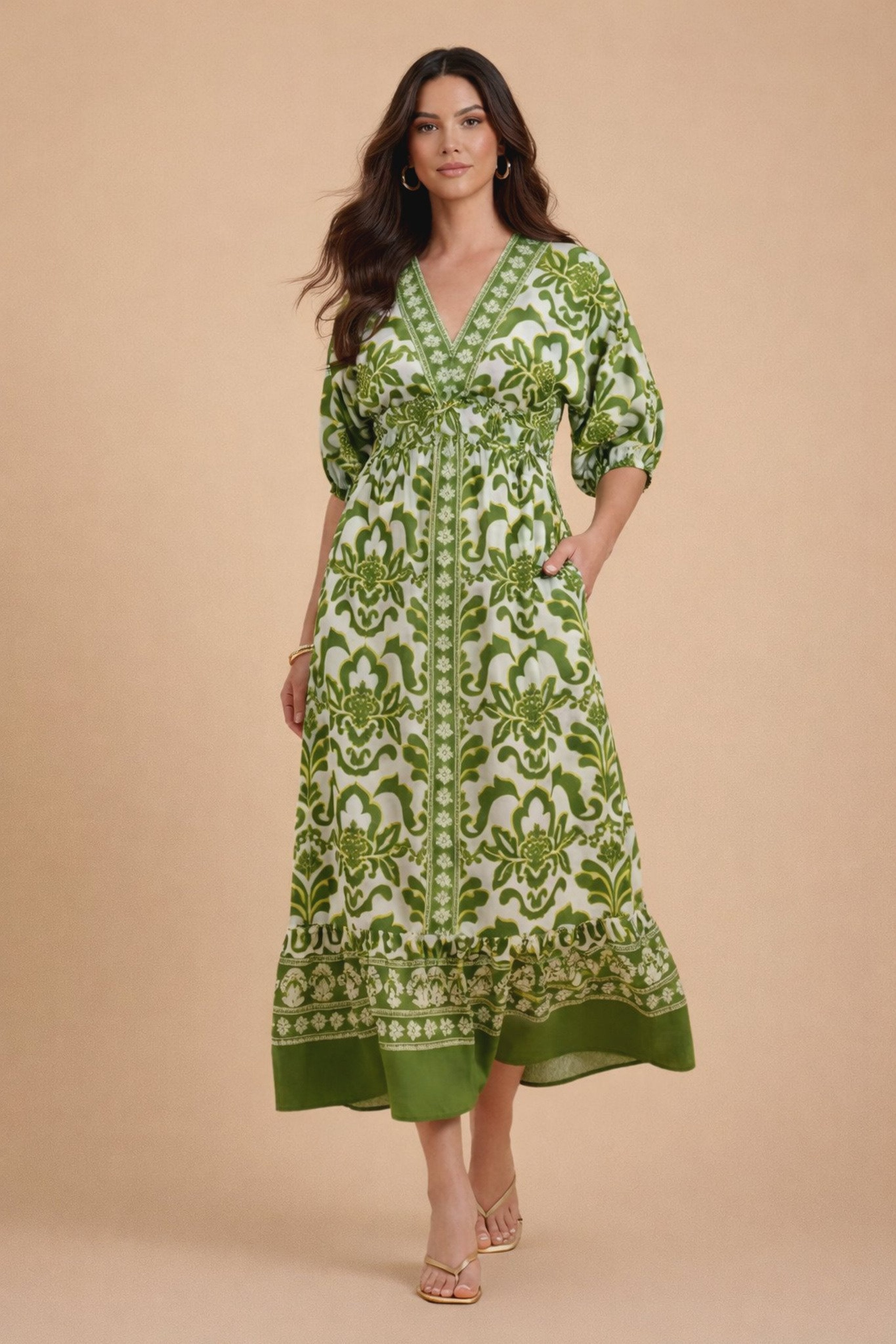 Drop Shoulder Tiered Maxi Dress image number 0