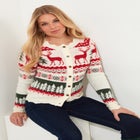 Novelty Reindeer Cardigan Sweater image number null