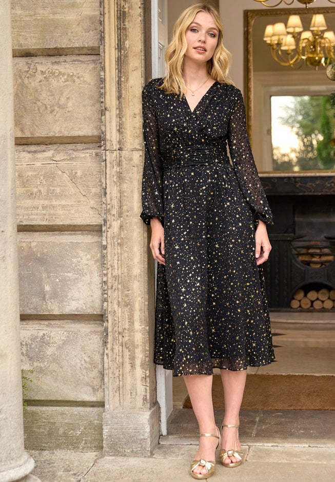 Starry Georgette Midi Dress image number 2