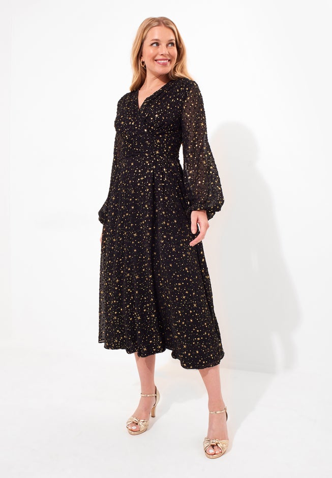 Starry Georgette Midi Dress image number 3