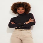 Stretch Knit Turtleneck Tee image number null