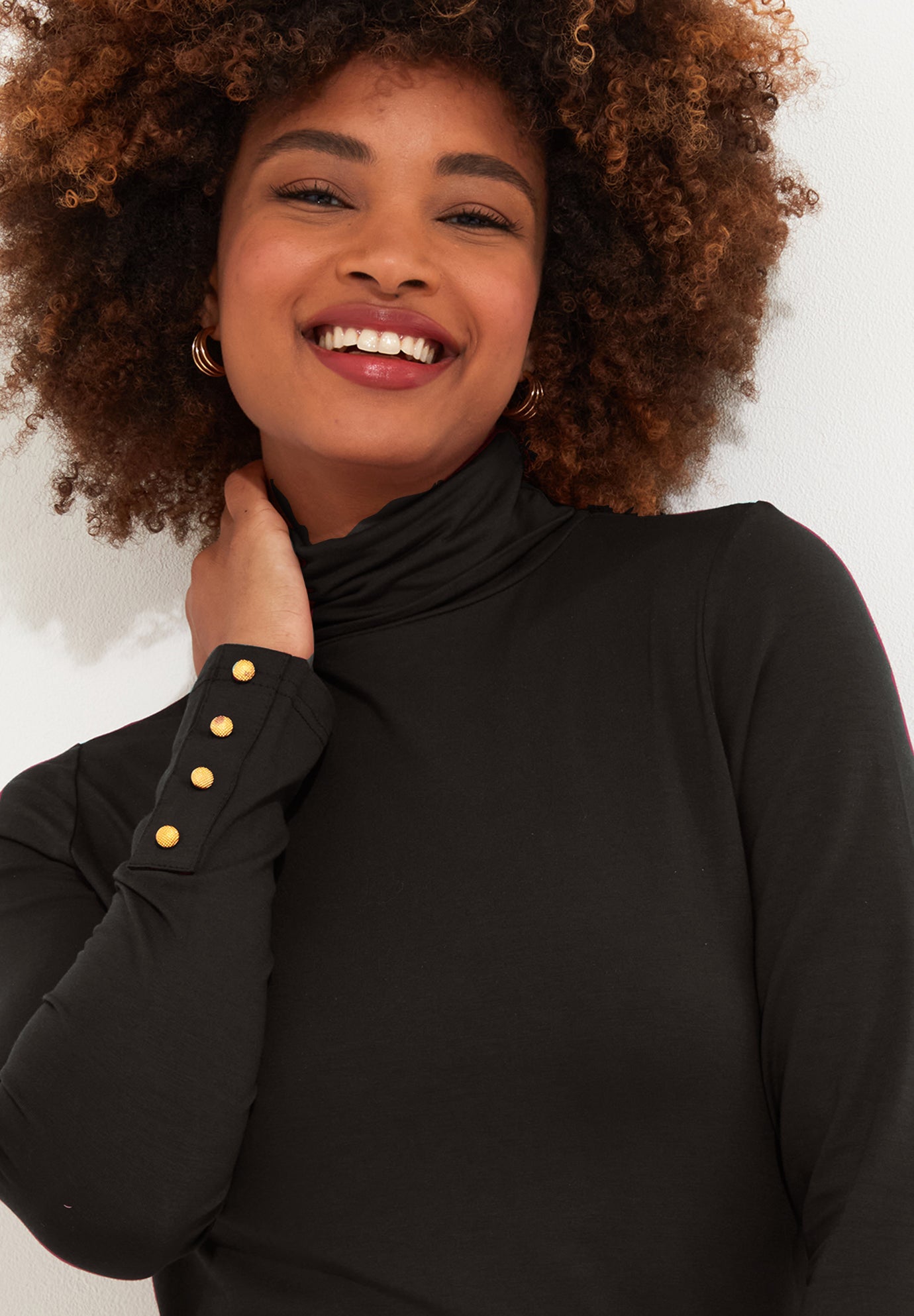 Stretch Knit Turtleneck Tee image number 0