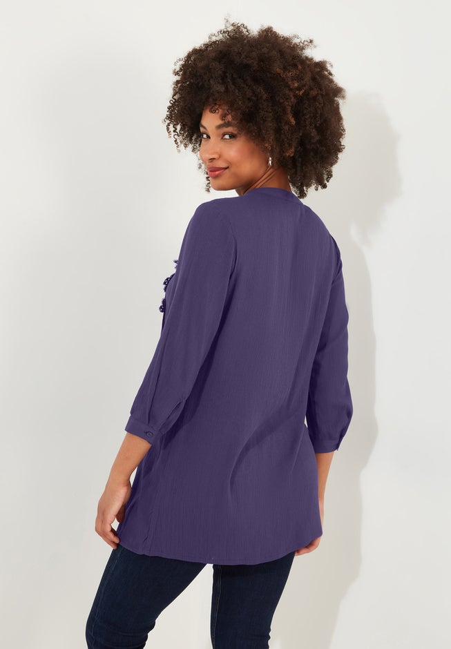 Crochet Trim Pintuck Shirt image number 3