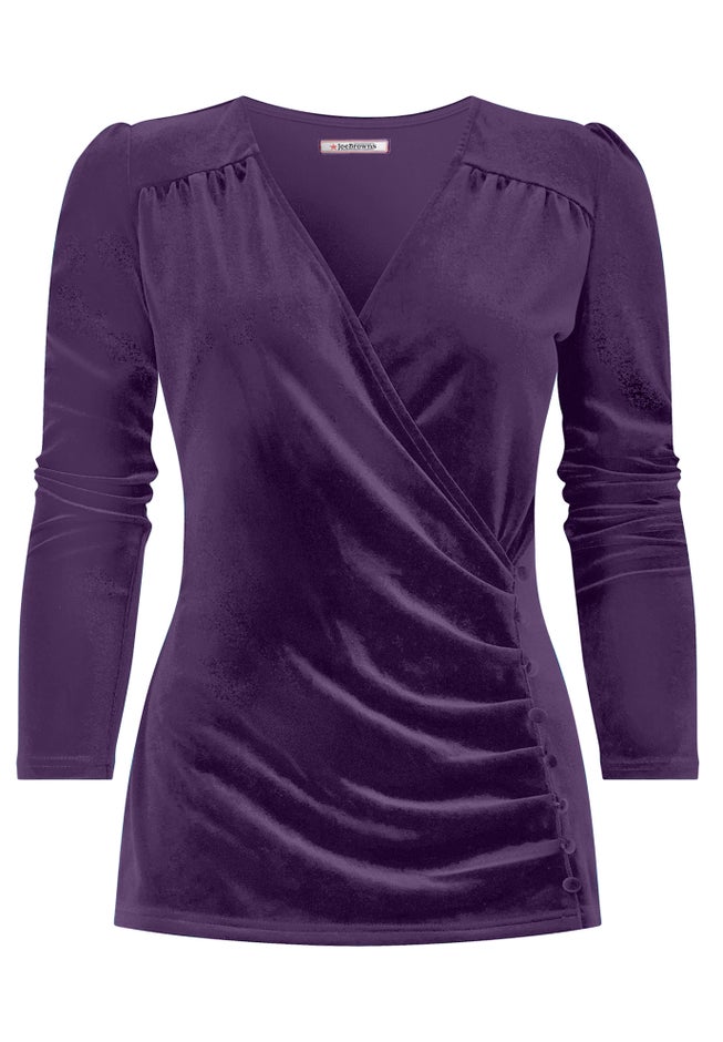 V-Neck Velvet Wrap Top image number 1
