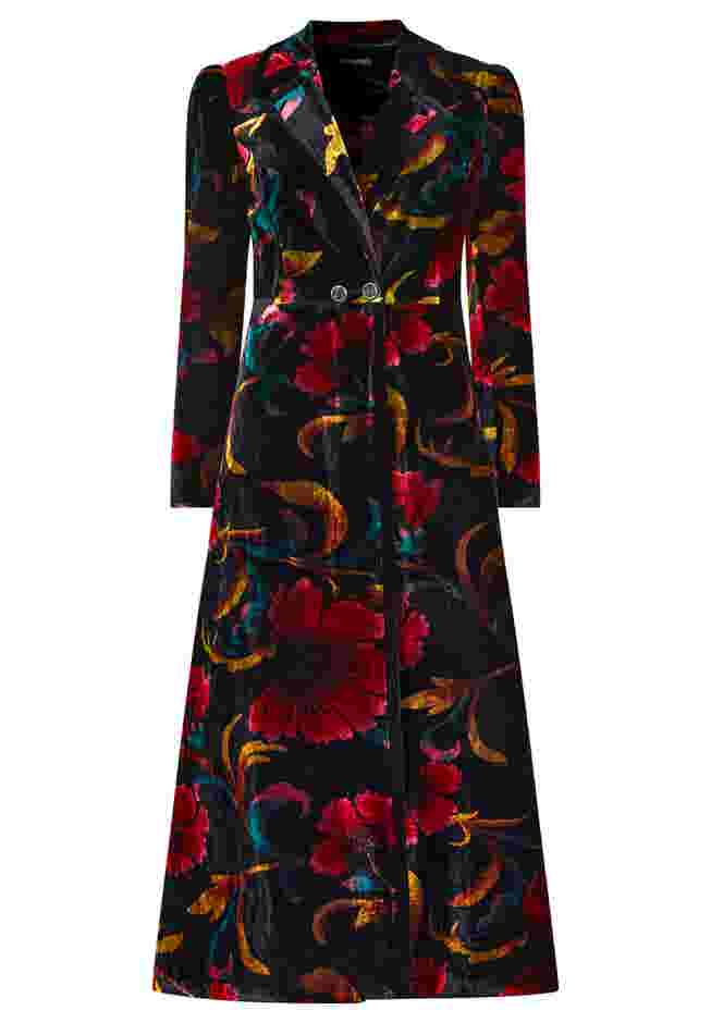 LONGLINE FLORAL VELVET BLAZER image number 1