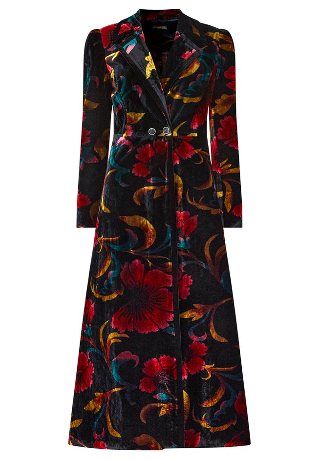 LONGLINE FLORAL VELVET BLAZER image number 1