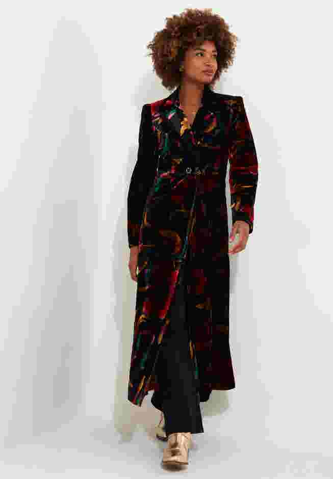 LONGLINE FLORAL VELVET BLAZER image number 0