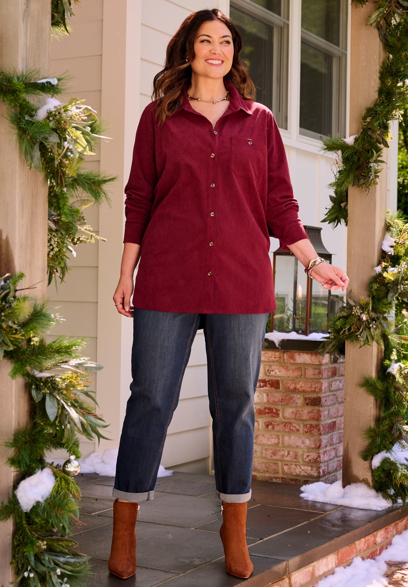 Claudia Corduroy Buttonfront Shacket image number 0