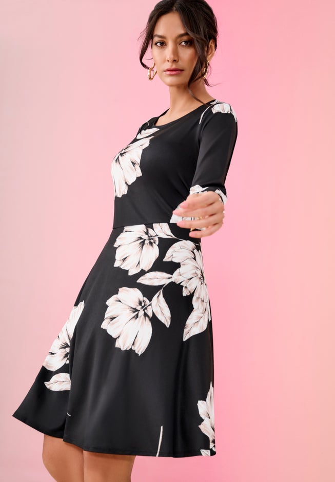 Plus Size Stretch Knit Fit-And-Flare Dress image number 2