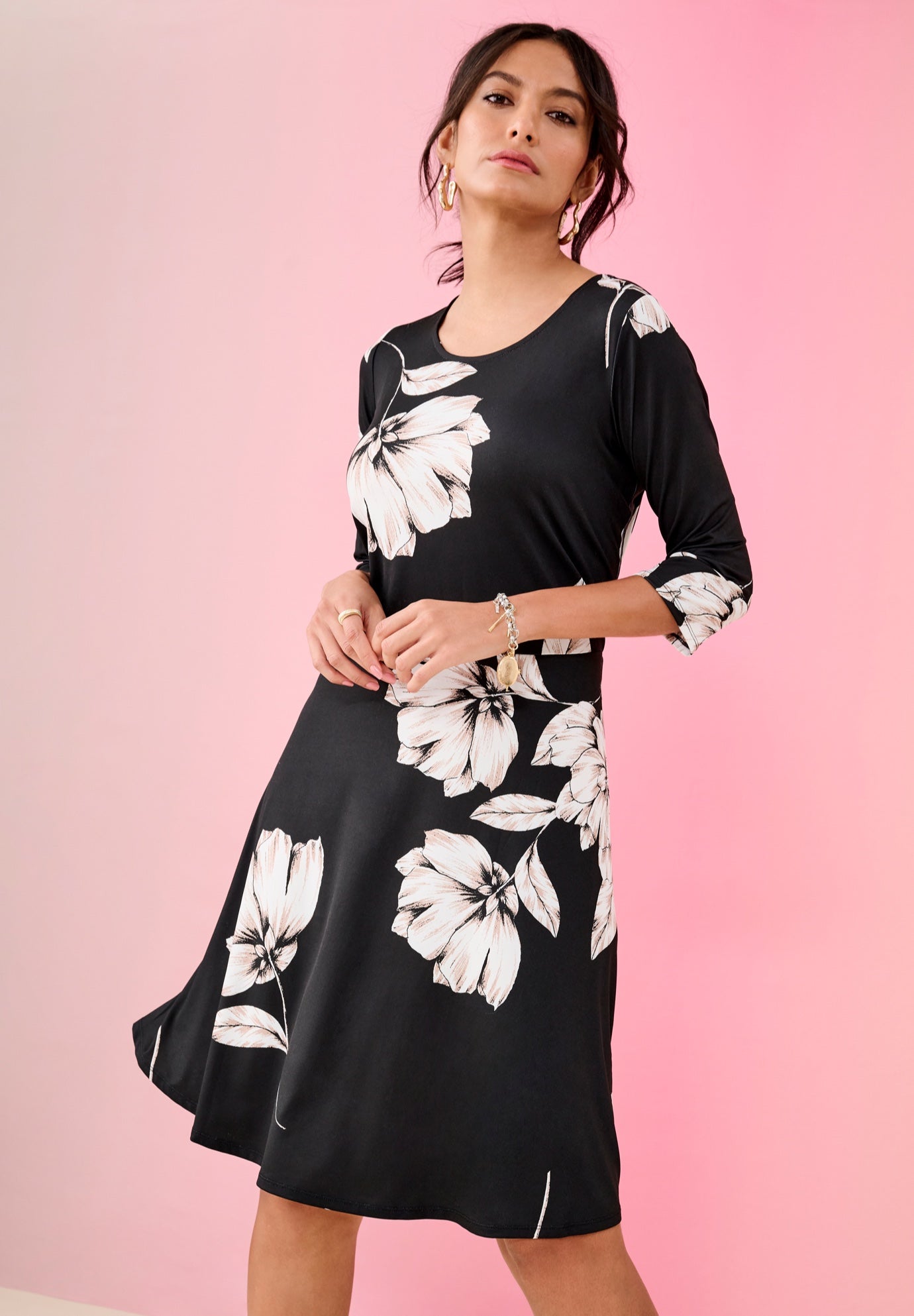 Plus Size Stretch Knit Fit-And-Flare Dress image number 3