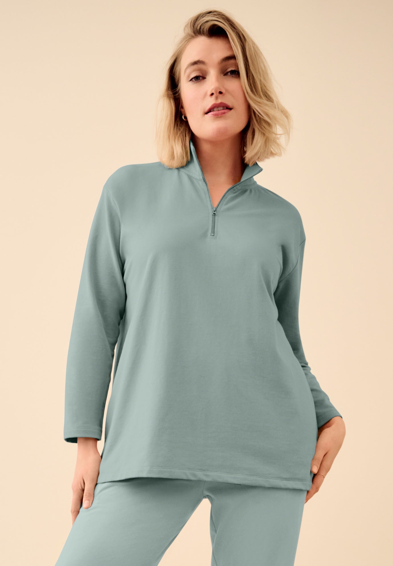 &frac14; Zip Collar French Terry Sweatshirt image number 0