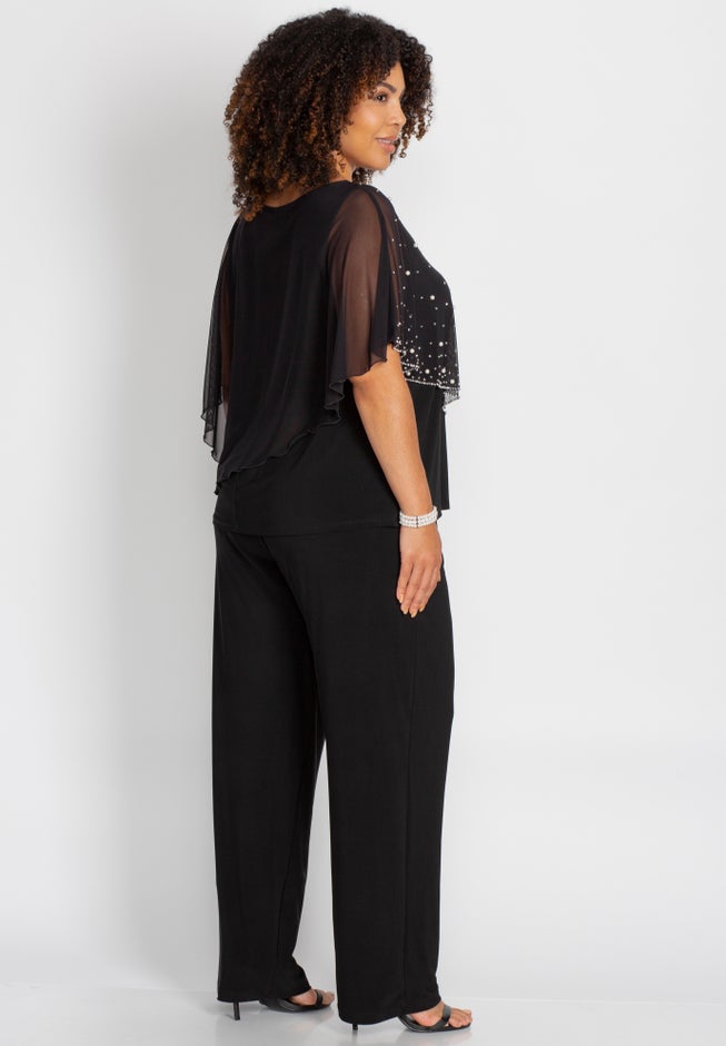 Chiffon Overlay Top & Pant Duet image number 1