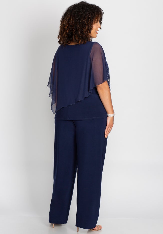 Chiffon Overlay Top & Pant Duet image number 1