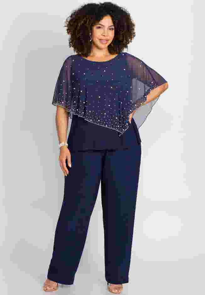 Chiffon Overlay Top & Pant Duet image number 0