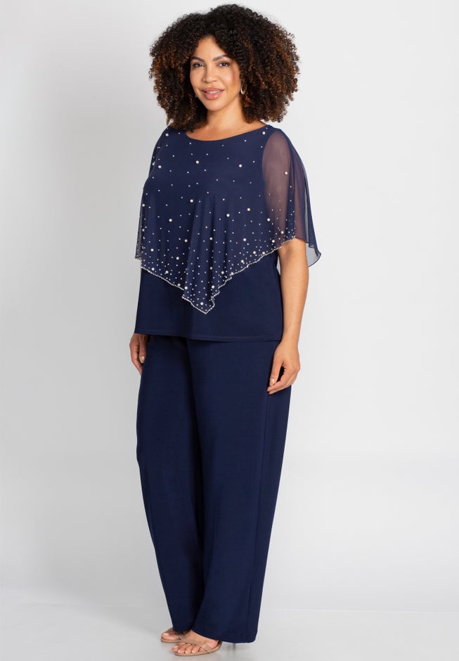 Chiffon Overlay Top & Pant Duet image number 2