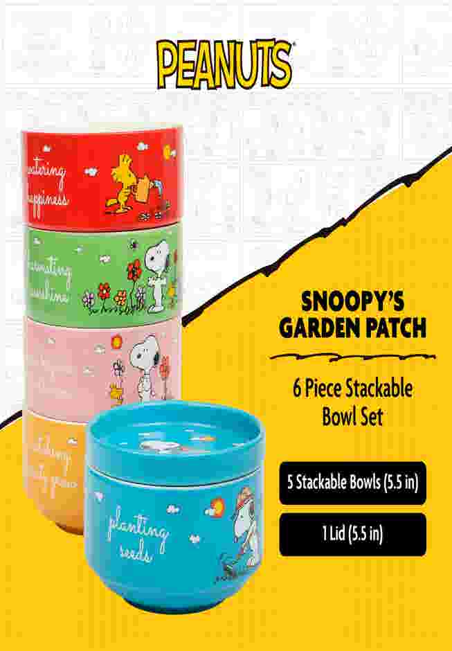 Snoopy’s Garden Patch 6-Piece Stackable Bowl Set image number 2
