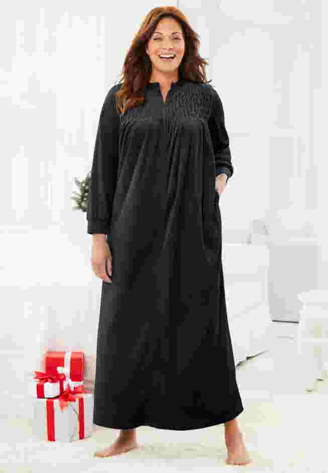 Smocked Velour Long Robe image number 0