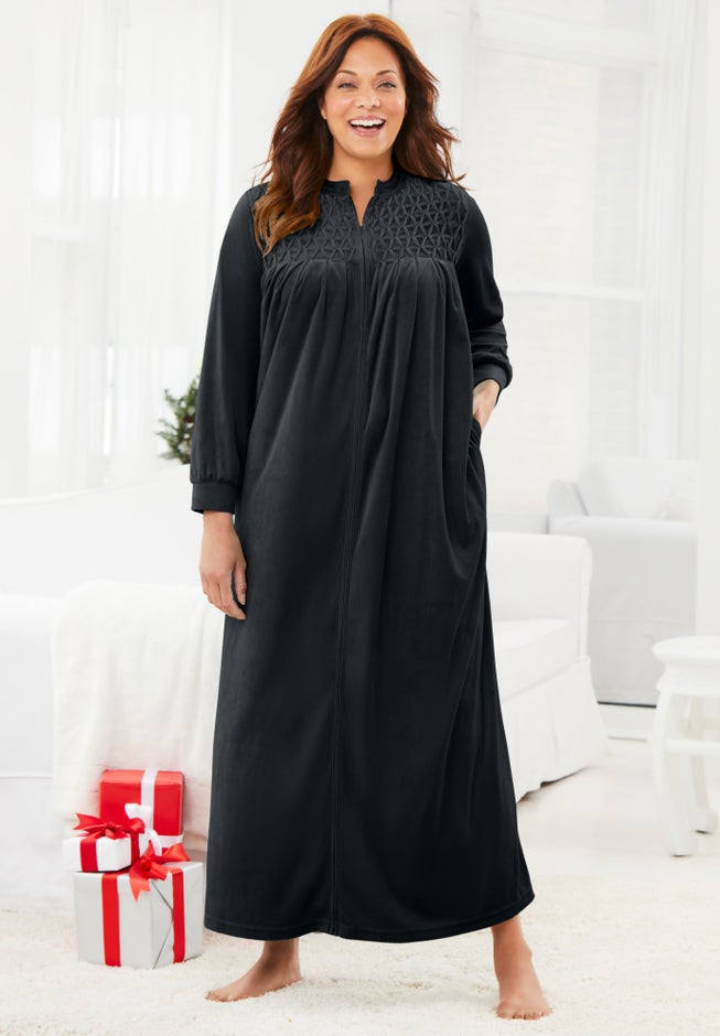 Smocked Velour Long Robe image number 0