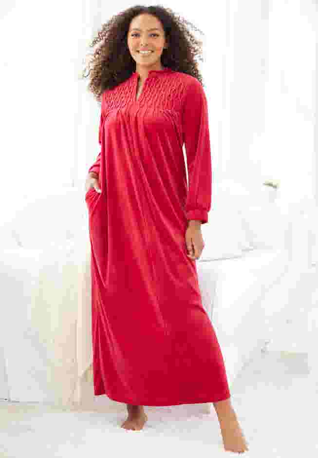 Smocked Velour Long Robe image number 0