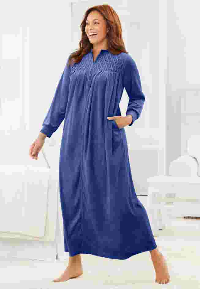 Smocked Velour Long Robe image number 0