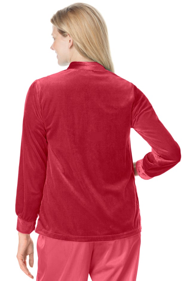 Smocked velour 25" bed jacket by Only Necessities® image number 1
