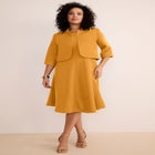 Plus Size Elbow Sleeve Fit-and-Flare Dress with Bolero Jacket &ndash; 2-Piece Suit image number null