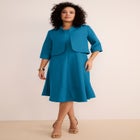 Plus Size Elbow Sleeve Fit-and-Flare Dress with Bolero Jacket &ndash; 2-Piece Suit image number null