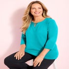 Suprema&reg; 3/4 Sleeve V-Neck Cutout Tee image number null