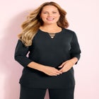 Suprema&reg; 3/4 Sleeve V-Neck Cutout Tee image number null