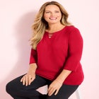 Suprema&reg; 3/4 Sleeve V-Neck Cutout Tee image number null