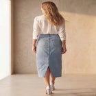 Classic Cotton Denim Midi Skirt image number null