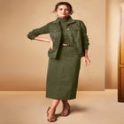 Classic Cotton Denim Midi Skirt image number null