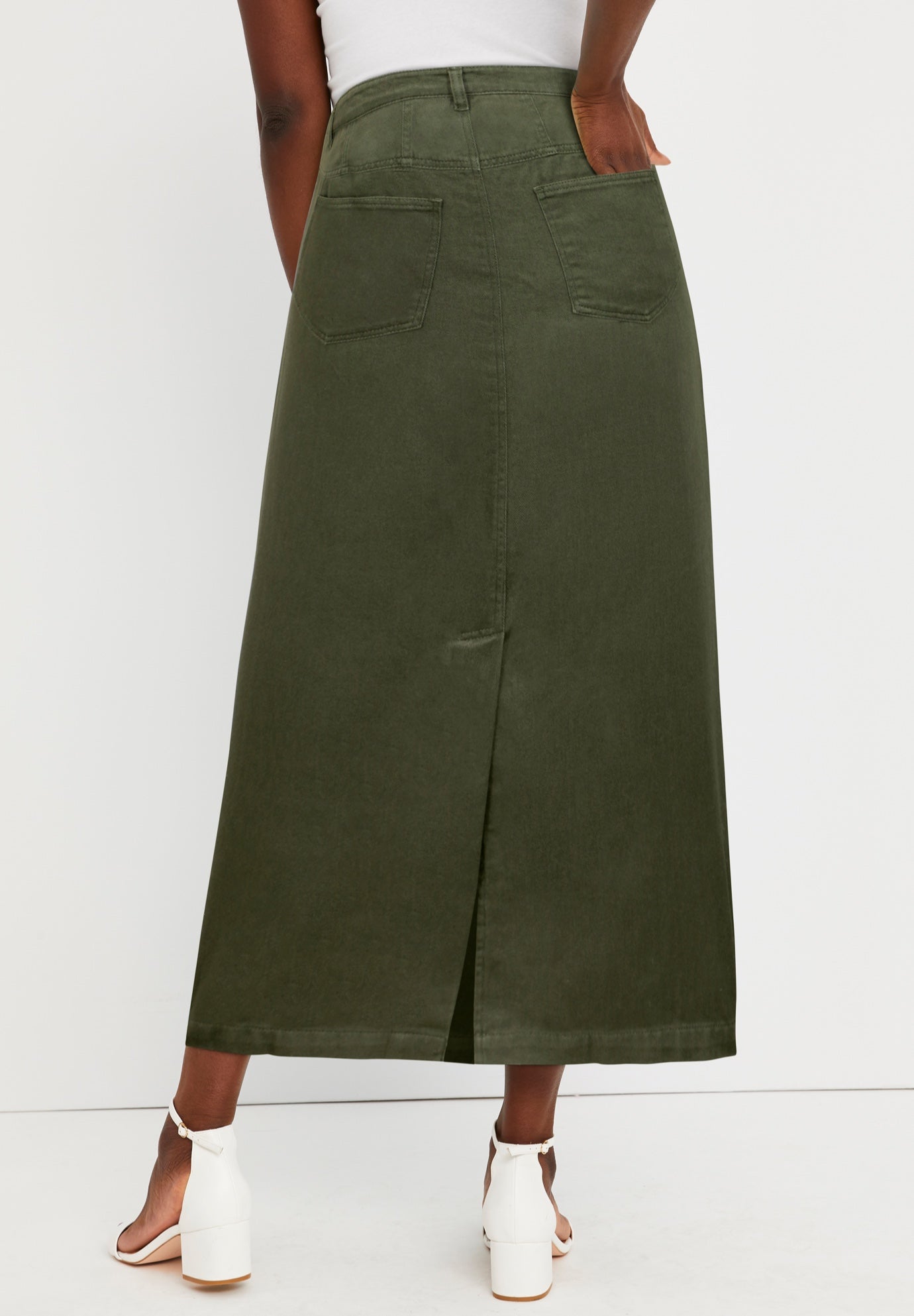 Classic Cotton Denim Midi Skirt image number 2
