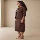 Classic Cotton Denim Midi Skirt image number null