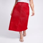 Classic Cotton Denim Midi Skirt image number null