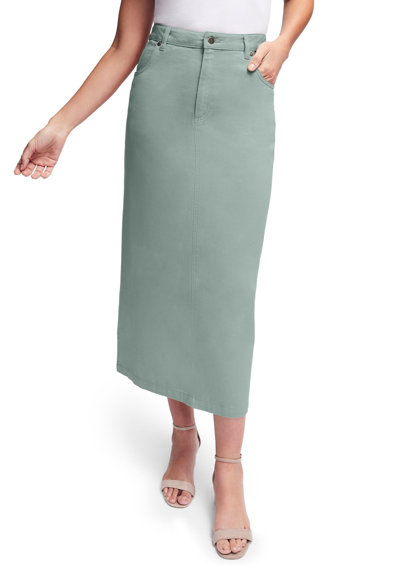 Classic Cotton Denim Midi Skirt image number 0