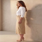 Classic Cotton Denim Midi Skirt image number null