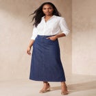 Classic Cotton Denim Midi Skirt image number null