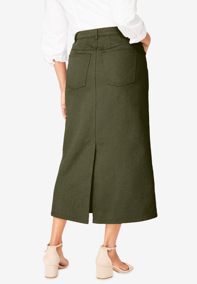Classic Cotton Denim Midi Skirt image number 1