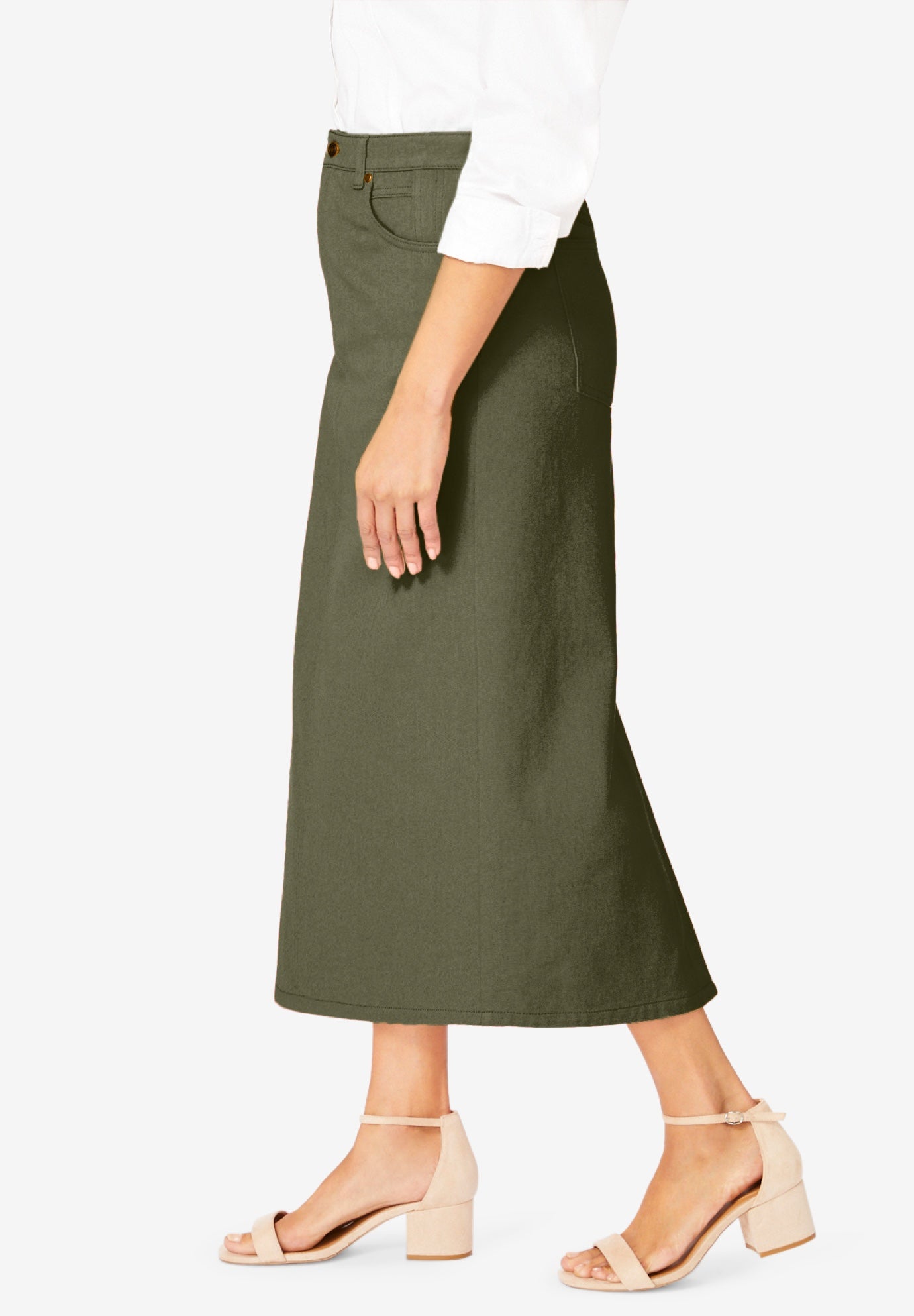 Classic Cotton Denim Midi Skirt image number 2