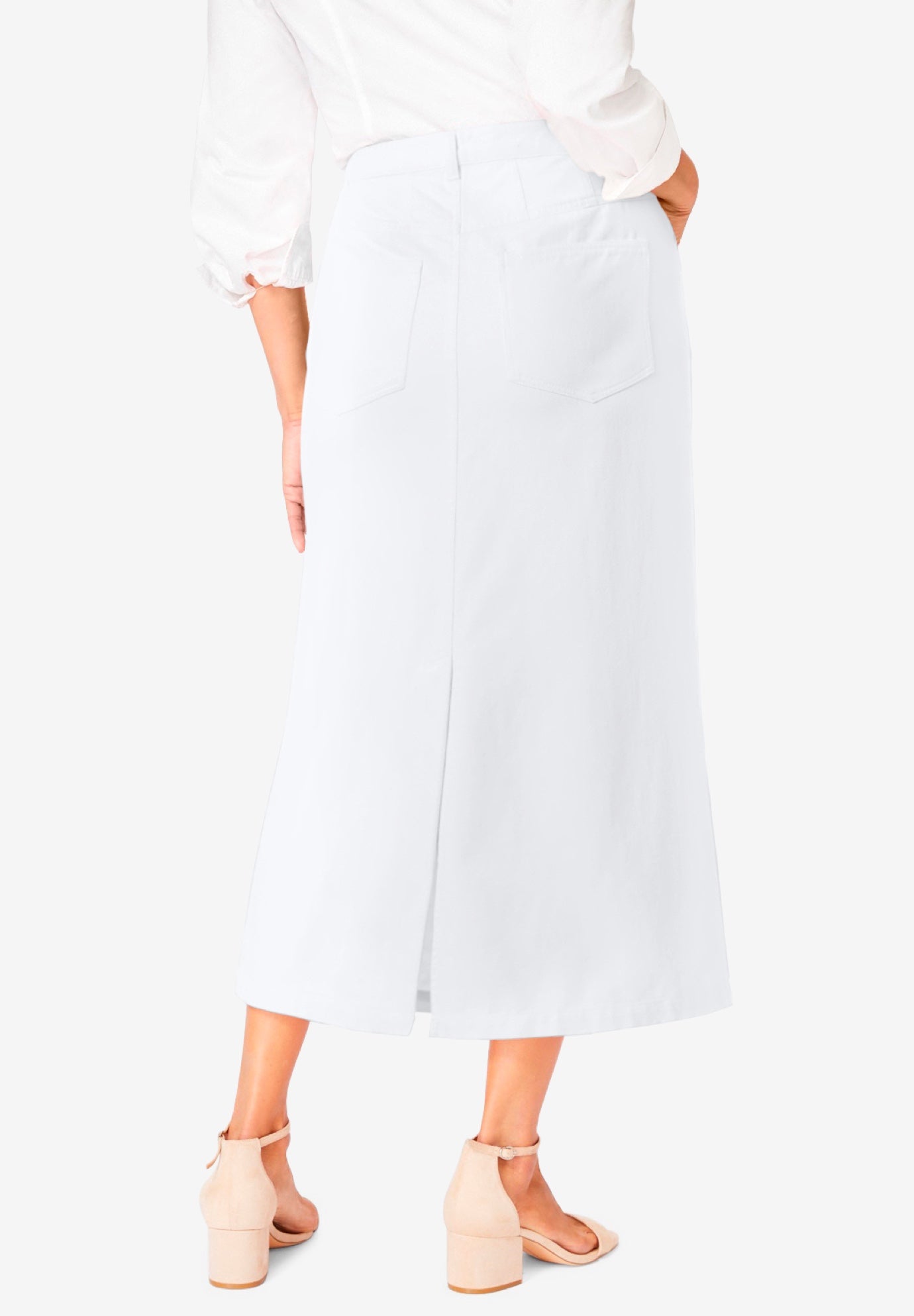 Classic Cotton Denim Midi Skirt image number 1